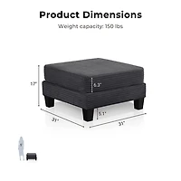 Kasin Gray Chenille Storage Ottoman