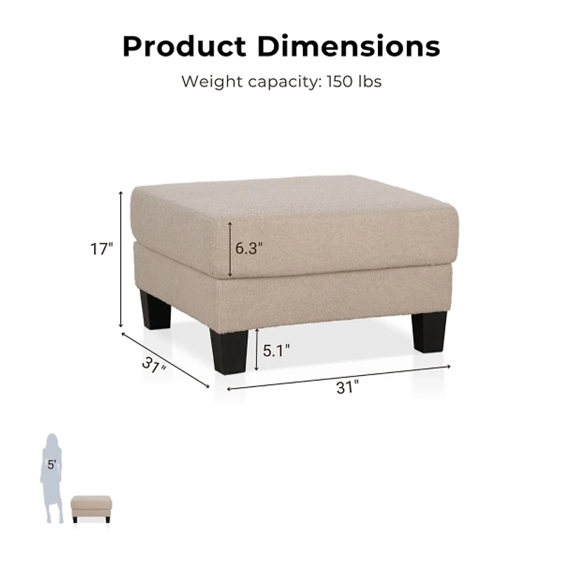Colby Beige Boucle Storage Ottoman