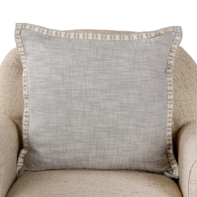 Gray Satin Stitch Trim Pillow