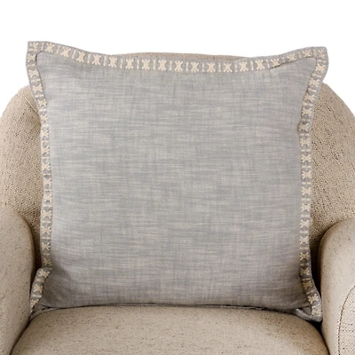 Gray Satin Stitch Trim Pillow