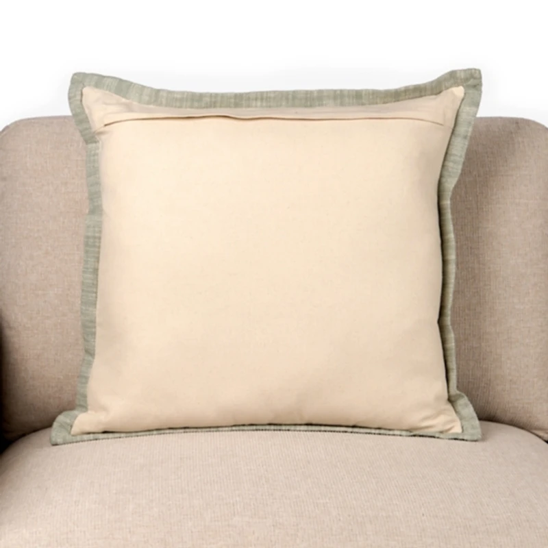 Sage Satin Stitch Trim Pillow