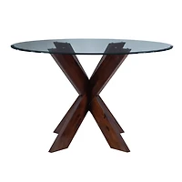 Auden Glass and Espresso Wood Round Dining Table