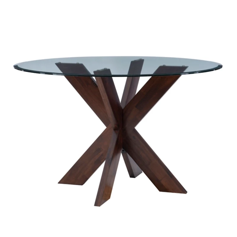 Auden Glass and Espresso Wood Round Dining Table