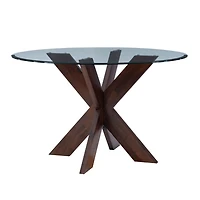 Auden Glass and Espresso Wood Round Dining Table