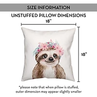 Sloth with Flower Crown Pillow