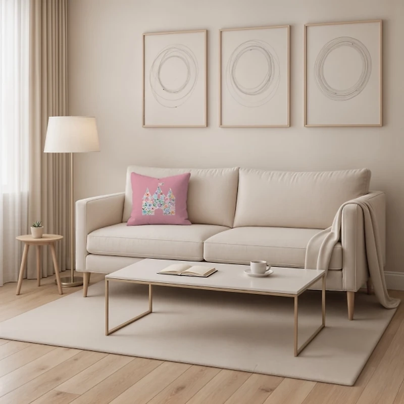 Pink Floral Castle Pillow