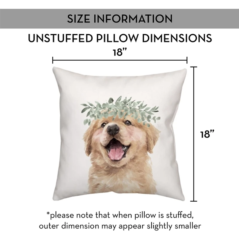 Golden Retriever with Leaves Pillow