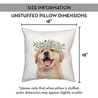 Golden Retriever with Leaves Pillow