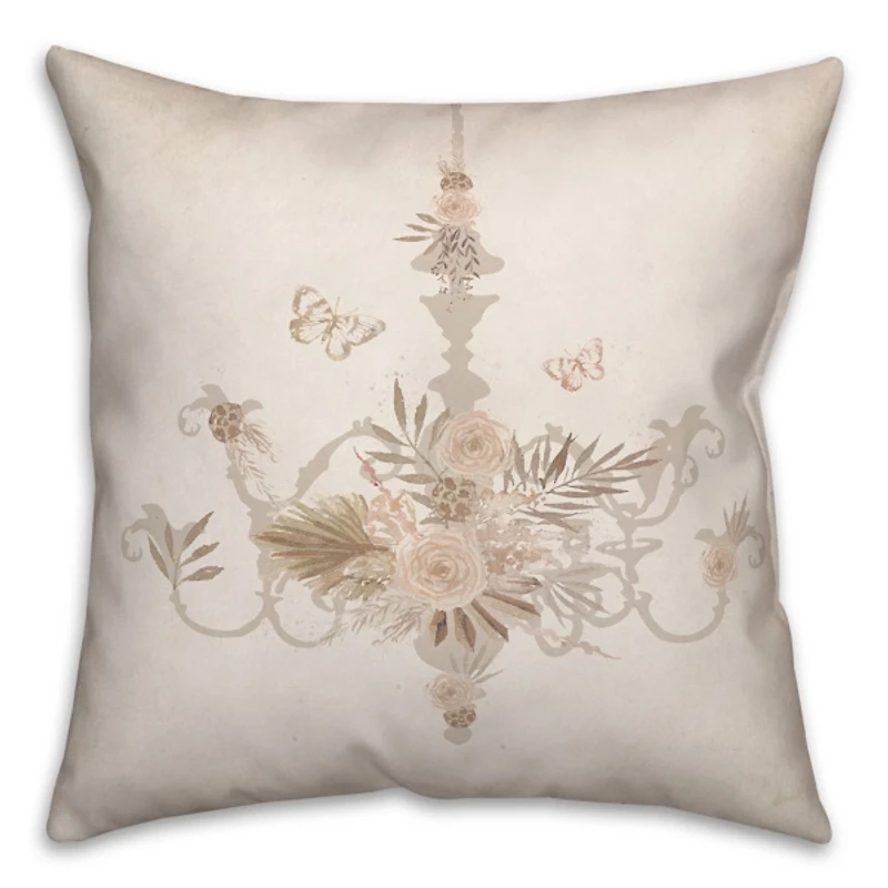 Ivory Floral Chandelier Pillow
