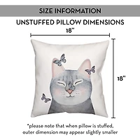 Gray Cat with Butterflies Pillow