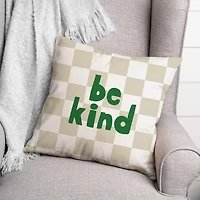 Green Be Kind Checkered Pillow