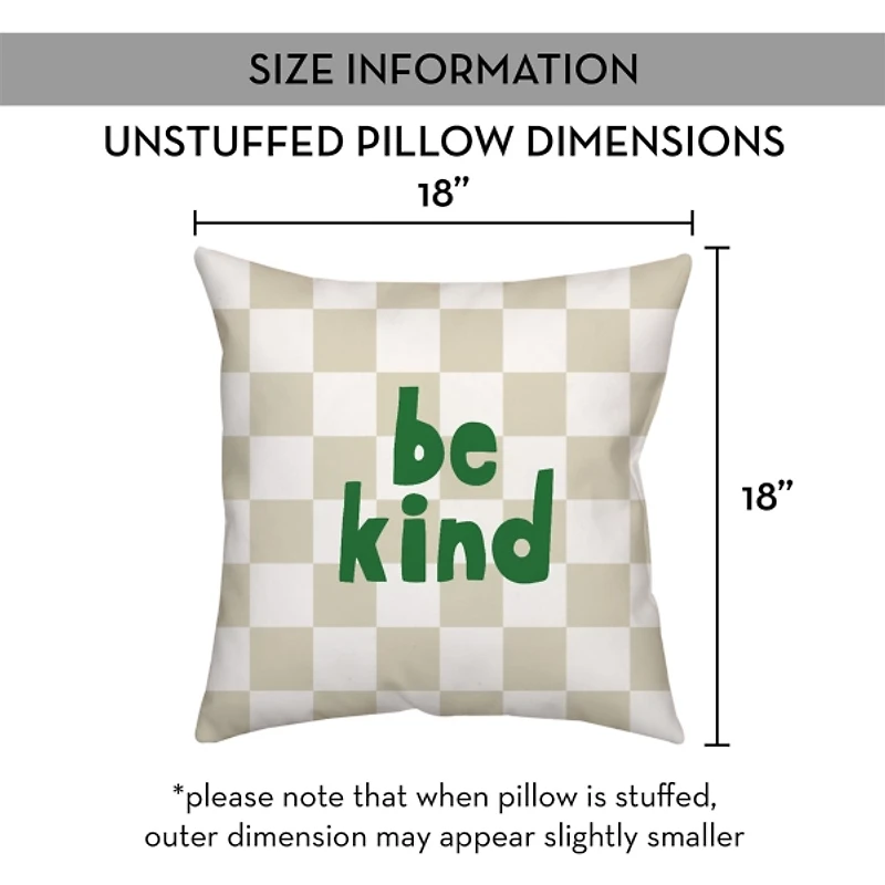 Green Be Kind Checkered Pillow