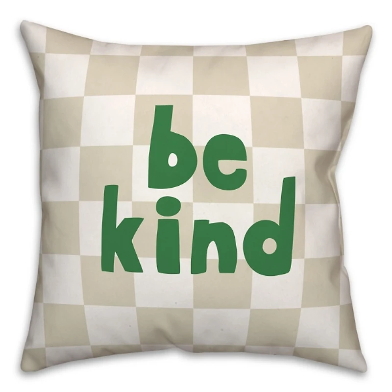 Green Be Kind Checkered Pillow