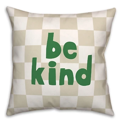 Green Be Kind Checkered Pillow