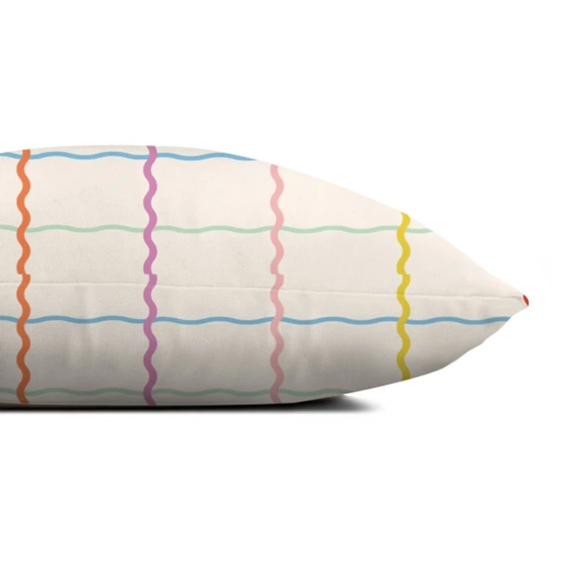 In My Happy Place Wavy Grid Pillow