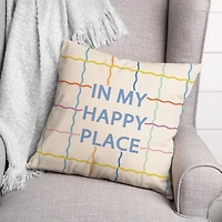 In My Happy Place Wavy Grid Pillow