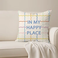 In My Happy Place Wavy Grid Pillow