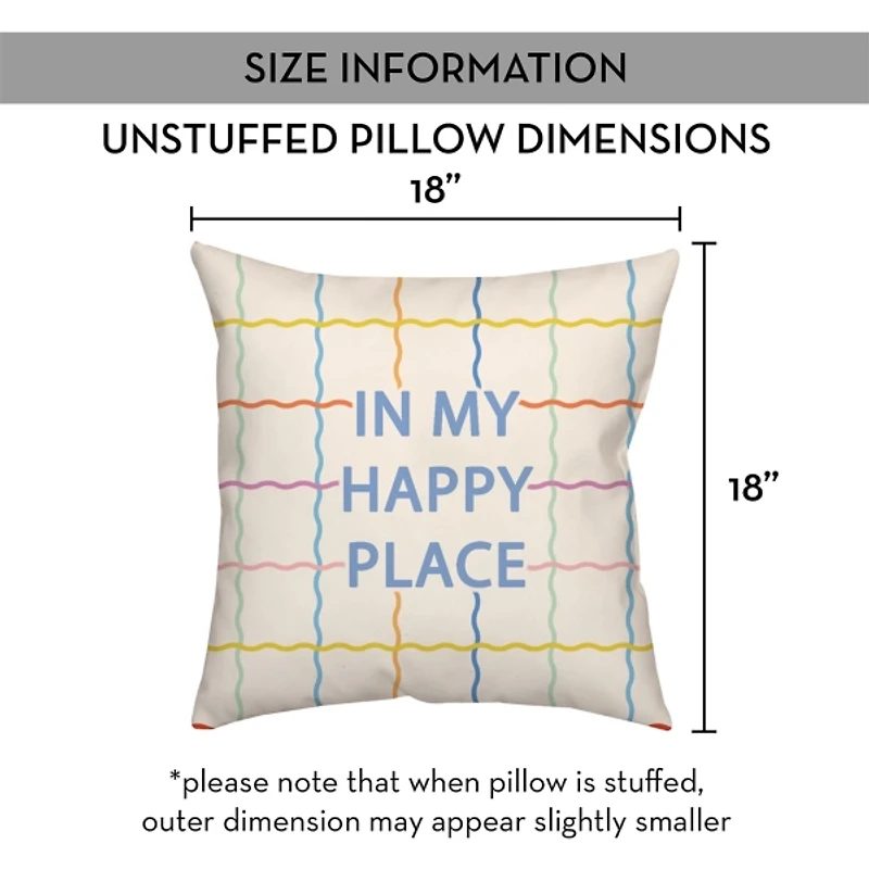 In My Happy Place Wavy Grid Pillow