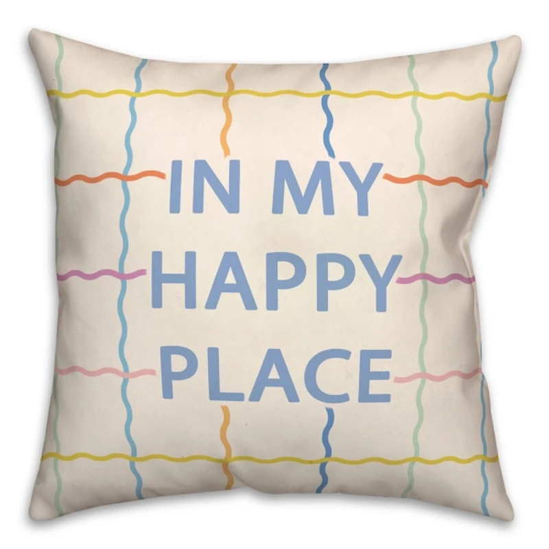 In My Happy Place Wavy Grid Pillow