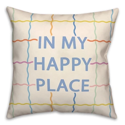 In My Happy Place Wavy Grid Pillow