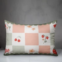 Checkerboard Cherries Lumbar Pillow
