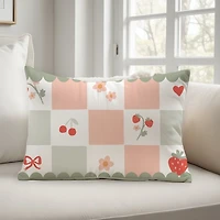 Checkerboard Cherries Lumbar Pillow