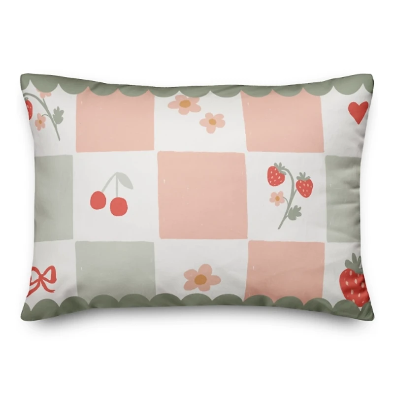 Checkerboard Cherries Lumbar Pillow