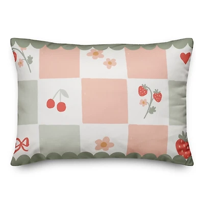 Checkerboard Cherries Lumbar Pillow