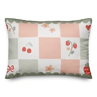 Checkerboard Cherries Lumbar Pillow