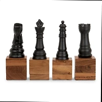 Chess Pieces on Wood Base