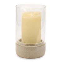 Ceramic Candle Holder with Glass Hurricane, 10 in.