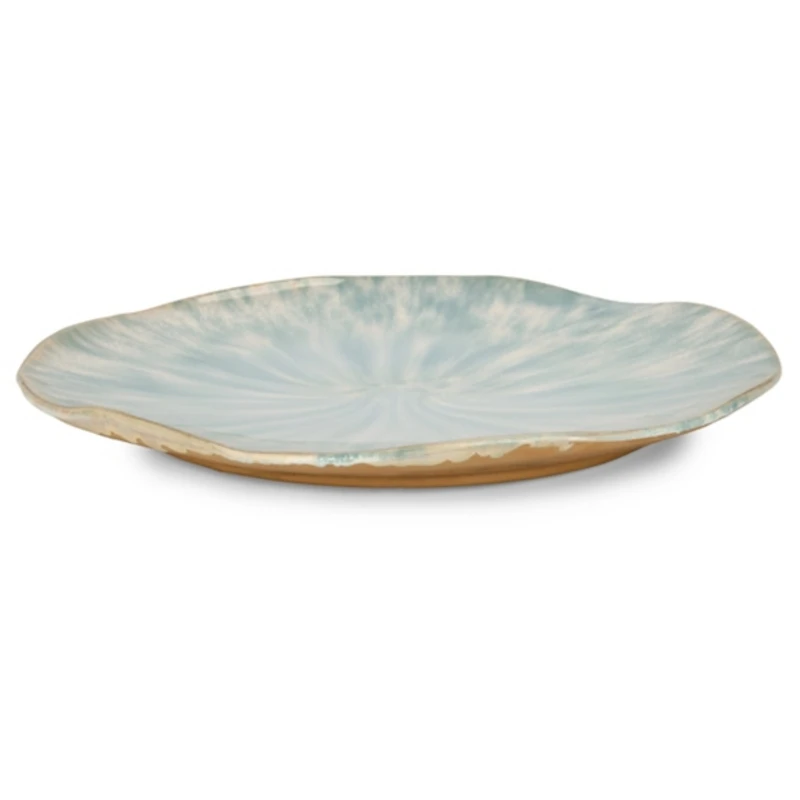 Blue Glazed Ceramic Decorative Tray