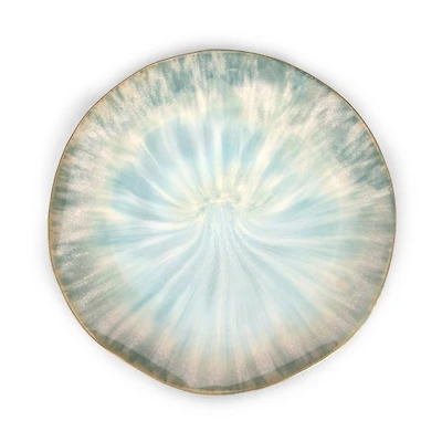 Blue Glazed Ceramic Decorative Tray