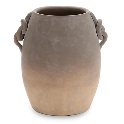 Brown Ombre Terracotta Vase with Braided Handles