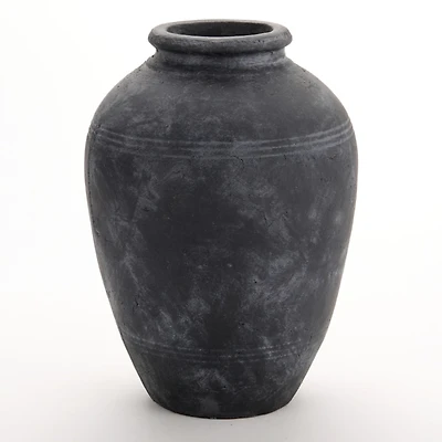 Black Terracotta Vase, 13 in.