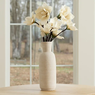 Cream Fluted Terracotta Floor Vase