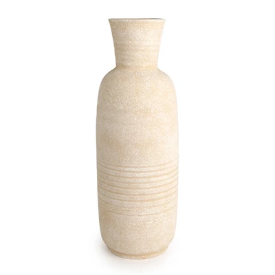 Cream Fluted Terracotta Floor Vase