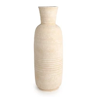 Cream Fluted Terracotta Floor Vase