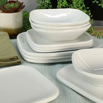 Alabaster Porcelain Square 12-pc. Dinnerware Set