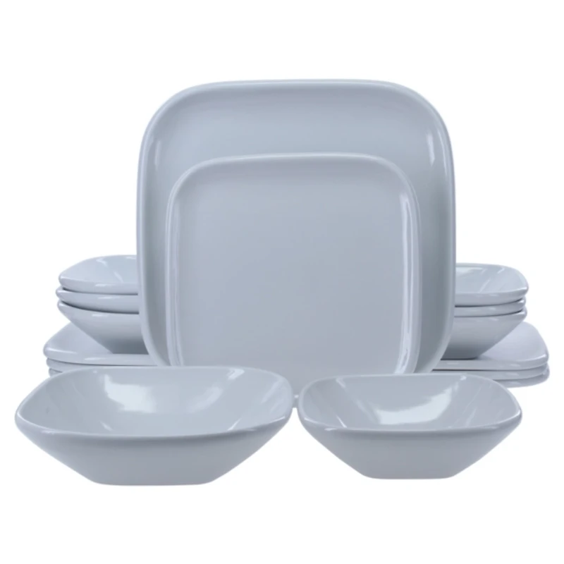 Alabaster Porcelain Square 16-pc. Dinnerware Set