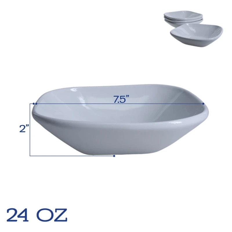 Alabaster Porcelain Dinner Bowls, Set of 4