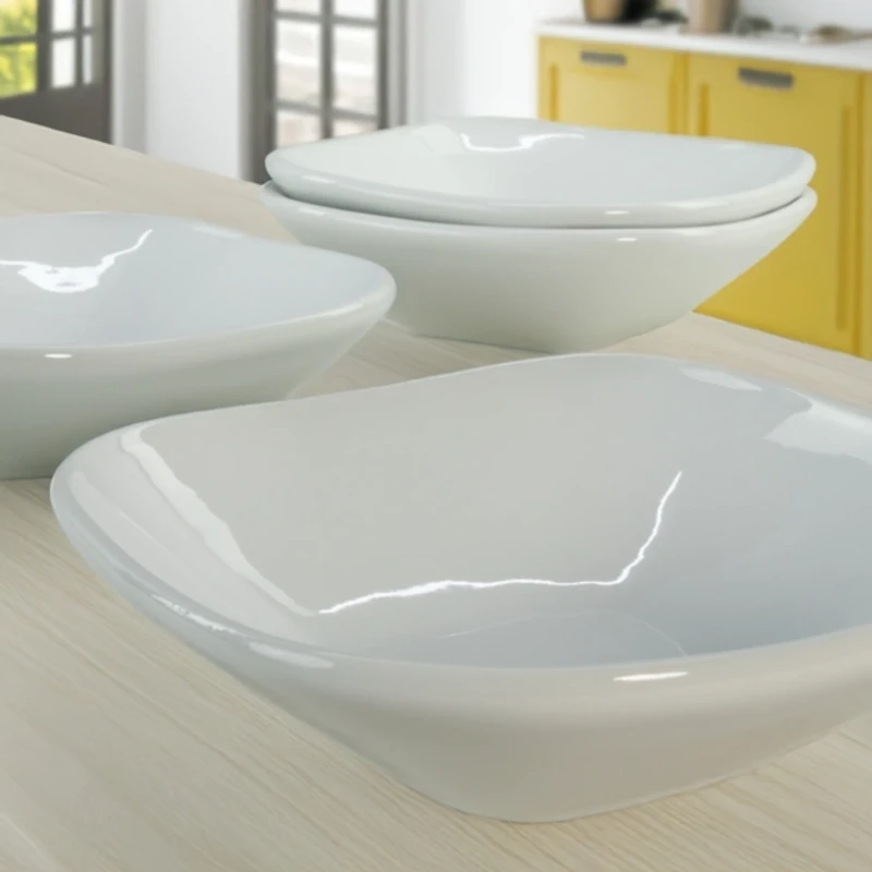 Alabaster Porcelain Dinner Bowls, Set of 4
