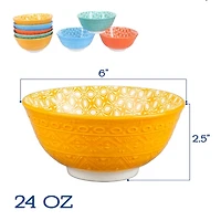 Toccata Colorful Stoneware Bowls, Set of 6