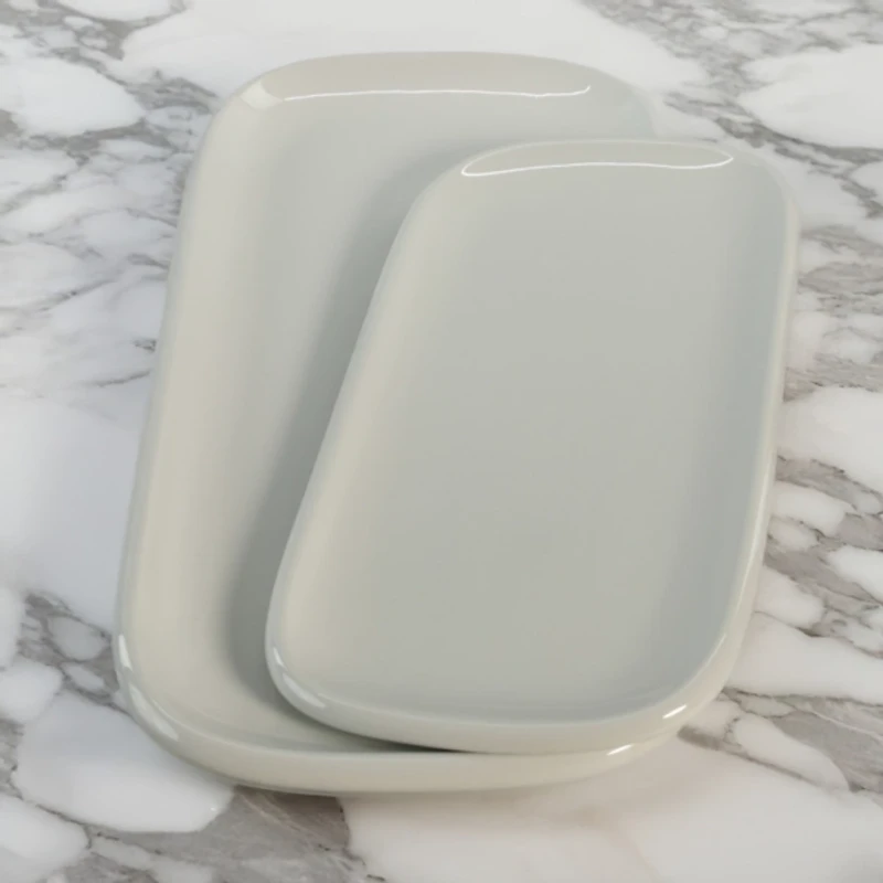 Alabaster Porcelain Serving Trays, Set of 2