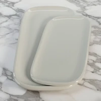 Alabaster Porcelain Serving Trays, Set of 2