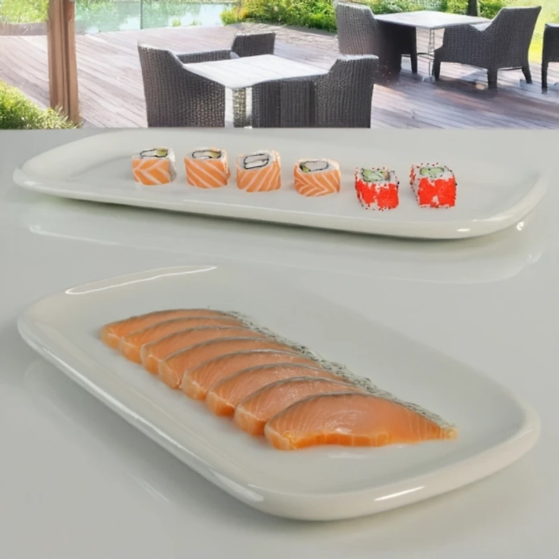 Alabaster Porcelain Serving Trays, Set of 2