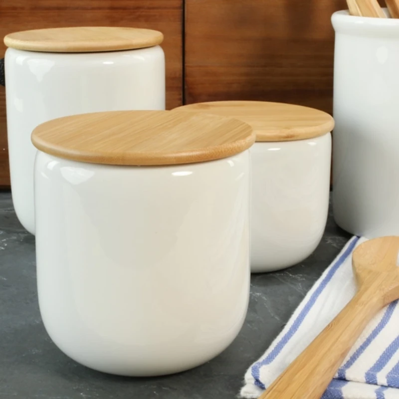 Alabaster Porcelain Canisters, Set of 3