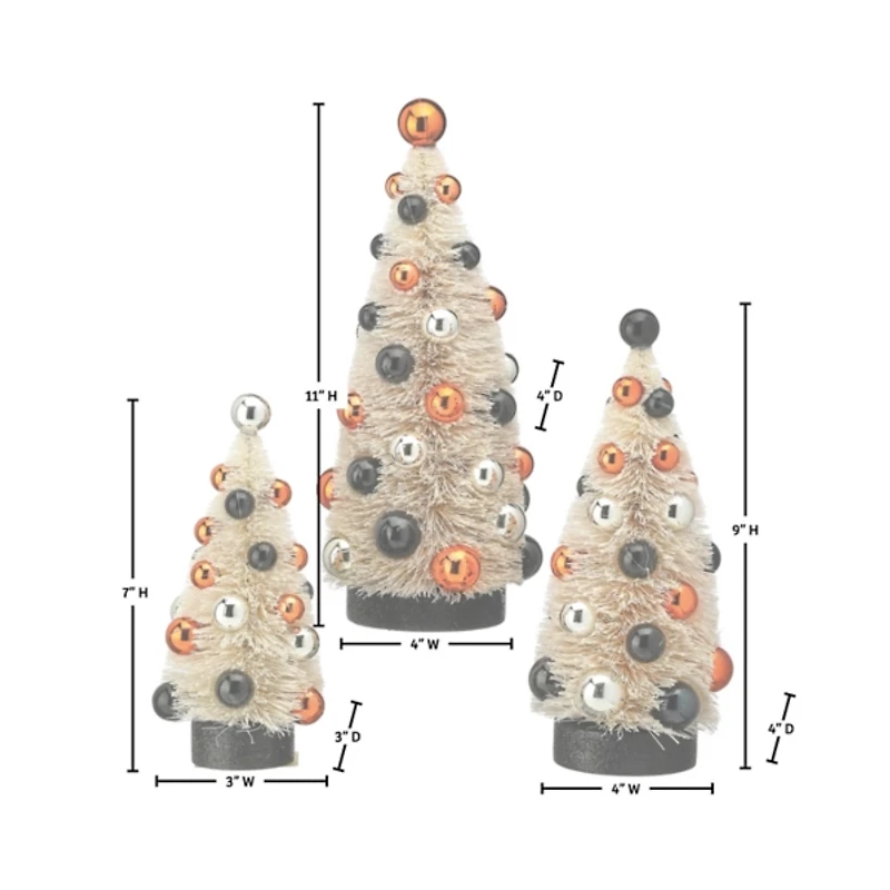 Halloween Sisal Trees, Set of 3