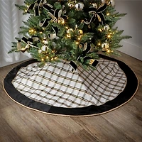Dupion Plaid Brown Velvet Christmas Tree Skirt