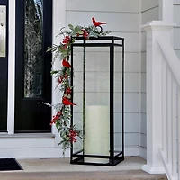 Cardinal Evergreen and Berries Christmas Garland